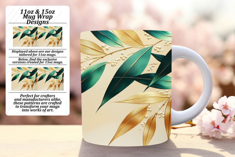 Unique 15oz Mug Wrap Png Design , 3D Flower