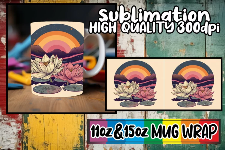 Vintage Blossom Serenity: Retro Mug Wrap Sublimation