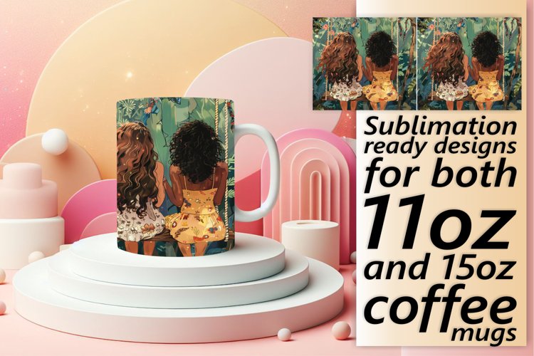 Blossom Watercolor Girls Tribe Mug Wrap: 11oz 15oz
