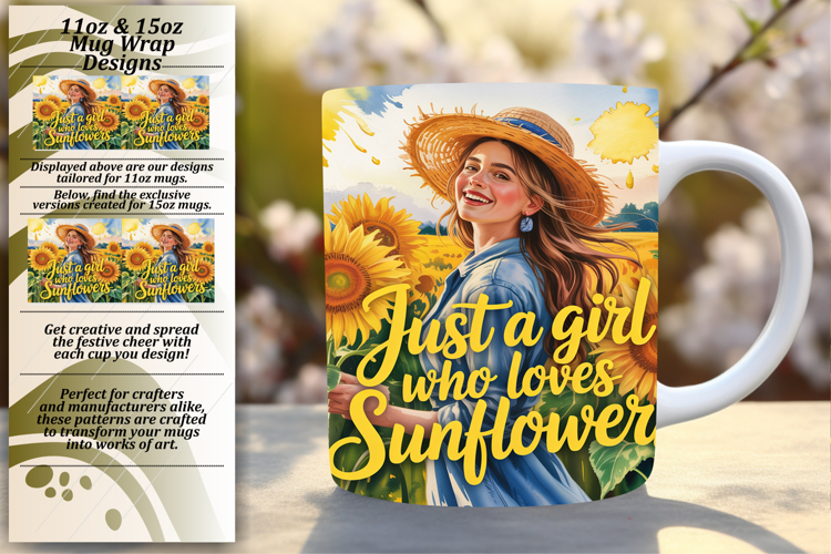 Creative 11oz Mug Wrap Png Template , Just A Girl