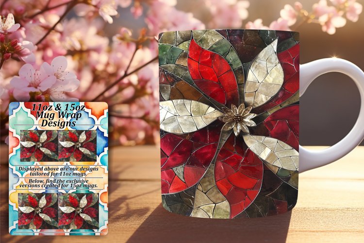 Glitter Flower Mug Wrap Design 11oz 15oz