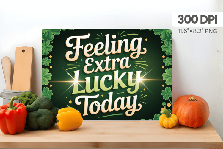 Feeling Extra Lucky Today Cutting Board PNG Sublimation Desi