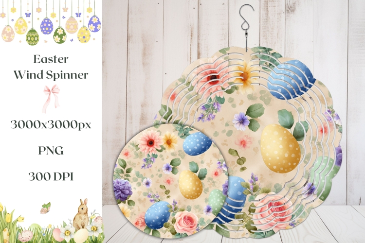 Colorful Easter Eggs Wind Spinner, Floral Wind Spinner