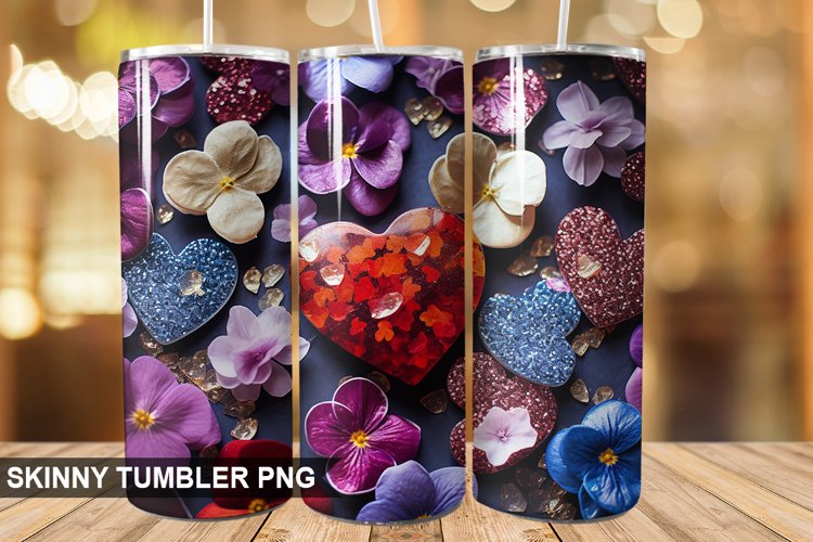 3D Valentines Day Tumbler Design | Sublimation Wrap 20 Oz