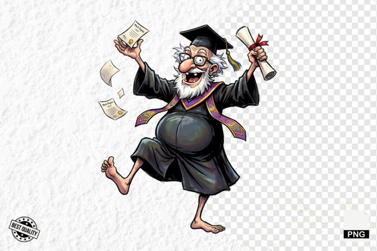 Whimsical Graduation Grandpa Clipart