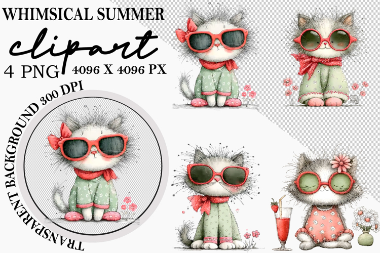 Whimsical Summer Watercolor Clipart PNG