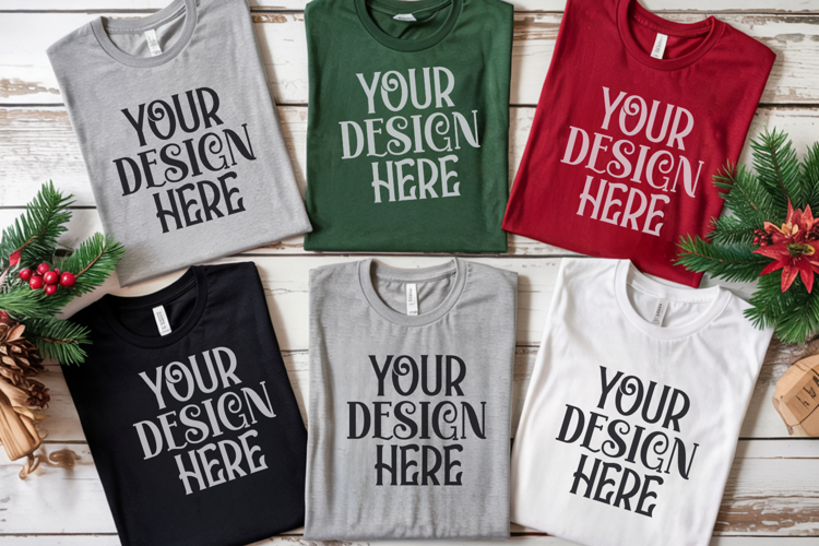 Christmas Family Matching Group Flat Lay Mockup