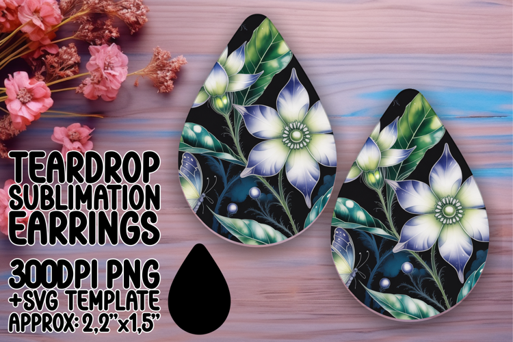 Gorgeous Teardrop Design PNG for Earrings , Flowers