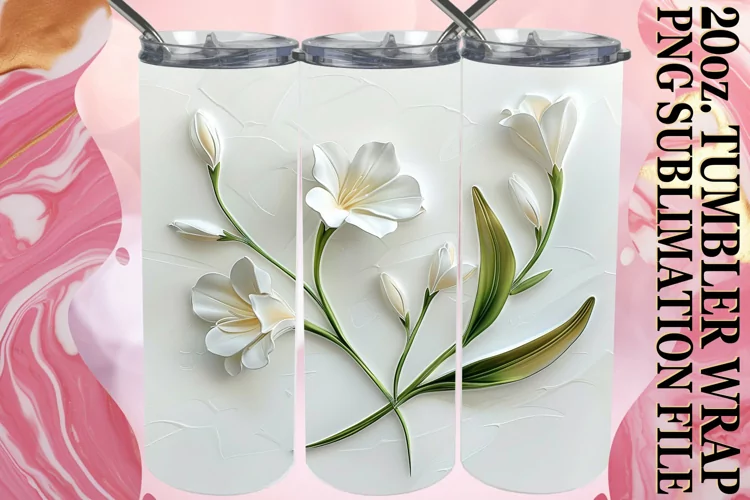 Blossom Serenity: Tumbler Wrap Sublimation