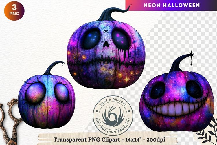 Neon Halloween Character Clipart Spooky Kawaii