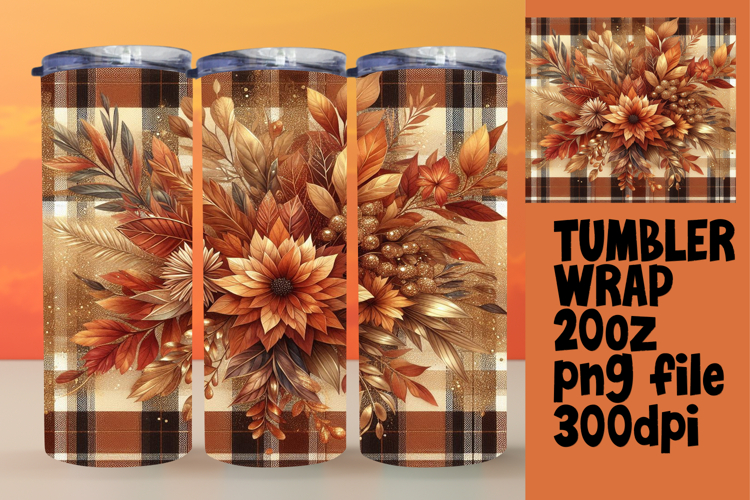 Custom 20oz Tumbler Gift Design , Autumn Flower