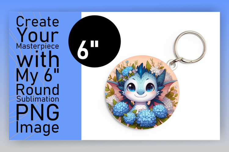 Whimsical Circle Design Keychain Template , Dragon