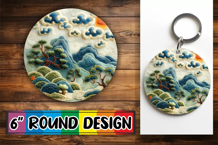 Beauty Scene 3D Circle Kaychain Sublimation Spring Print