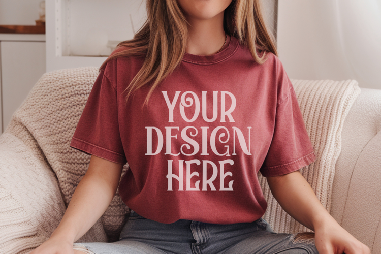 Crimson Comfort Colors 1717 T-shirt Mockups,1717 Mockups