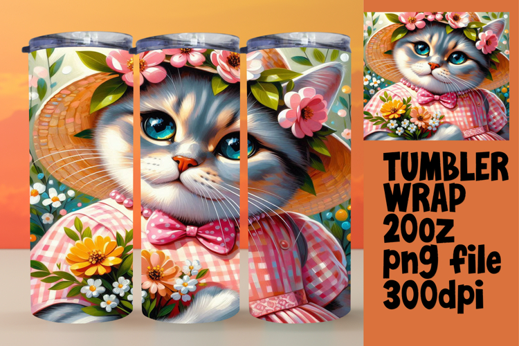 GLAMOROUS 20oz Tumbler PNG Design , Cute Cat