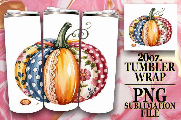Heartfelt dreams 20oz tumbler wrap, Pumpkin Watercolor