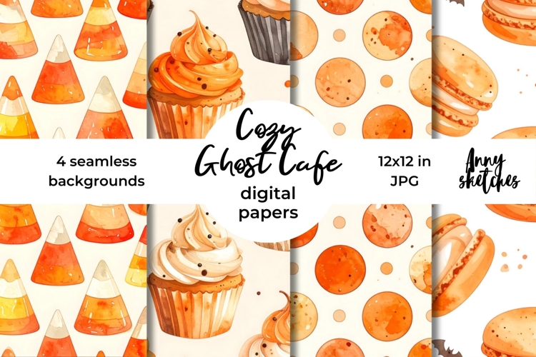 Fall Halloween Backgrounds Ghost Cafe Digtal Papers