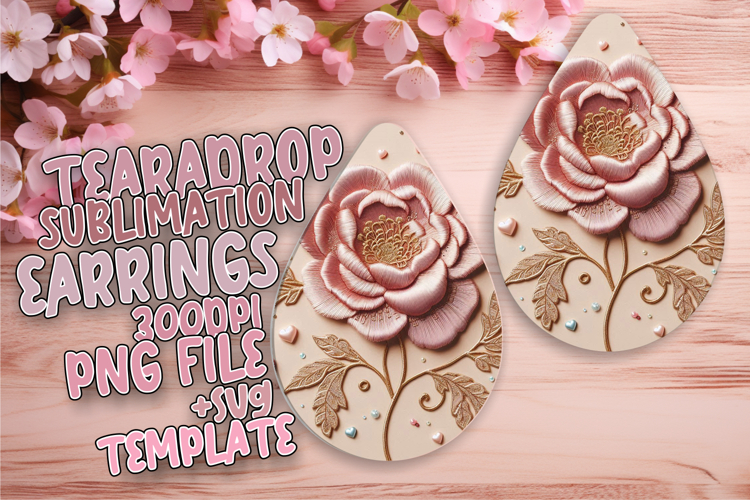 Stylish Teardrop Design for Sublimation , 3D Flower