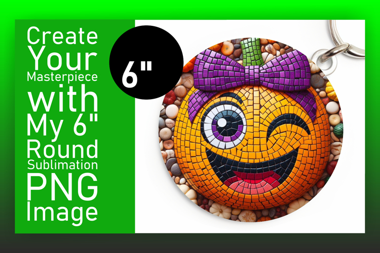 Stylish Round Design for Sublimation , Cute Pumpkin example image 1
