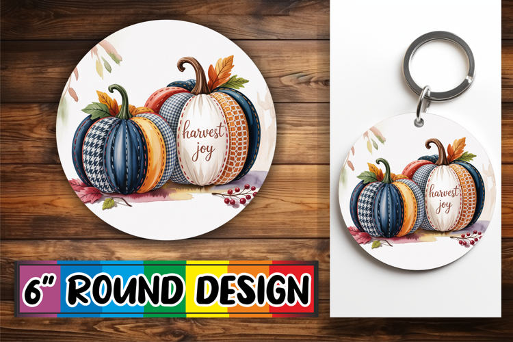 Circle of Joy Keychain Sublimation, Pumpkin Watercolor