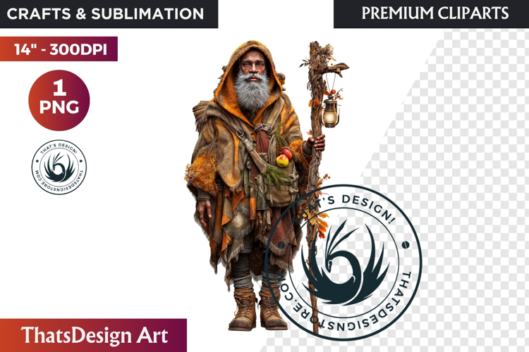 Fantasy Autumn Guardian - Epic Fall Character Clipart PNG