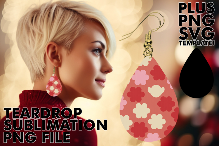 Sweet Teardrop EARRINGS PNG Design, Valentines Pattern