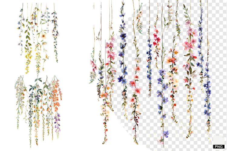 Rustic Hanging Wildflower String Clipart