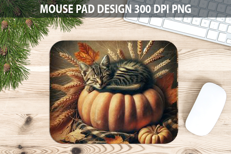 Cat Mouse pad Sublimation - Thanksgiving PNG Design