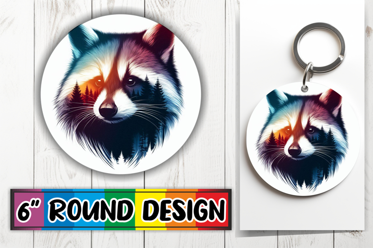Whimsical Round Keychain Sublimation, Animals Art
