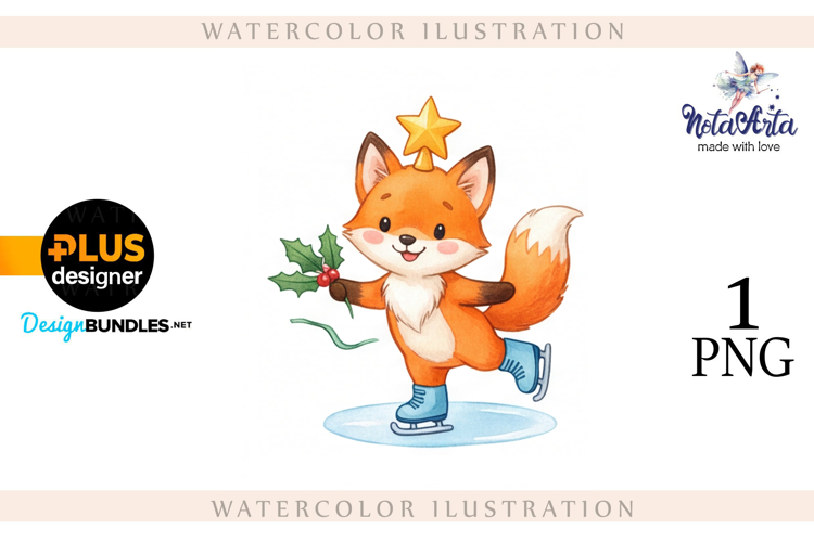 Illustration of a cute Christmas fox