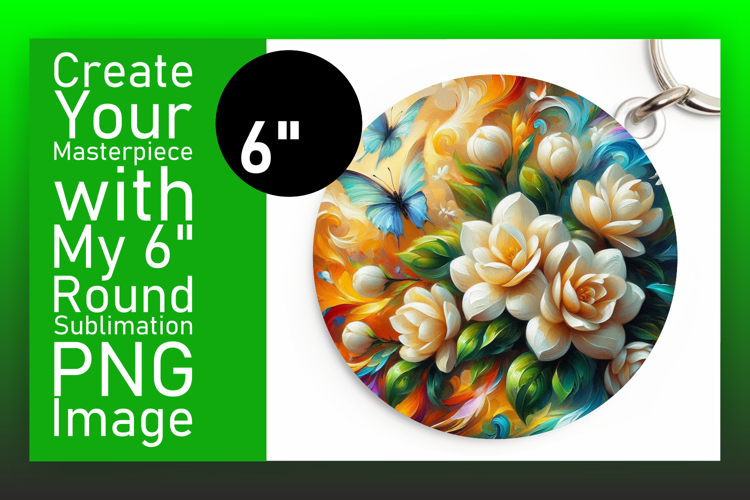 Elegant Round Design for Keychains , Flowers