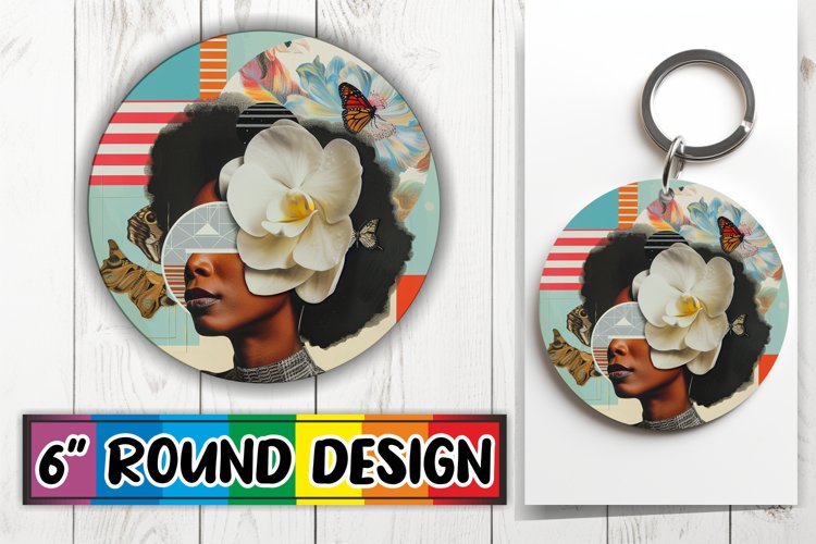 Afro Woman Artistic Round Design Abstract Style PNG example image 1