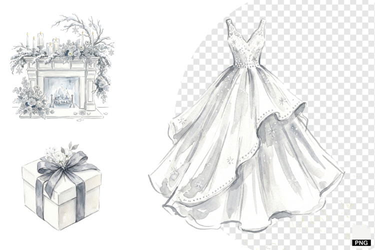 Snowy Romance Wedding Clipart