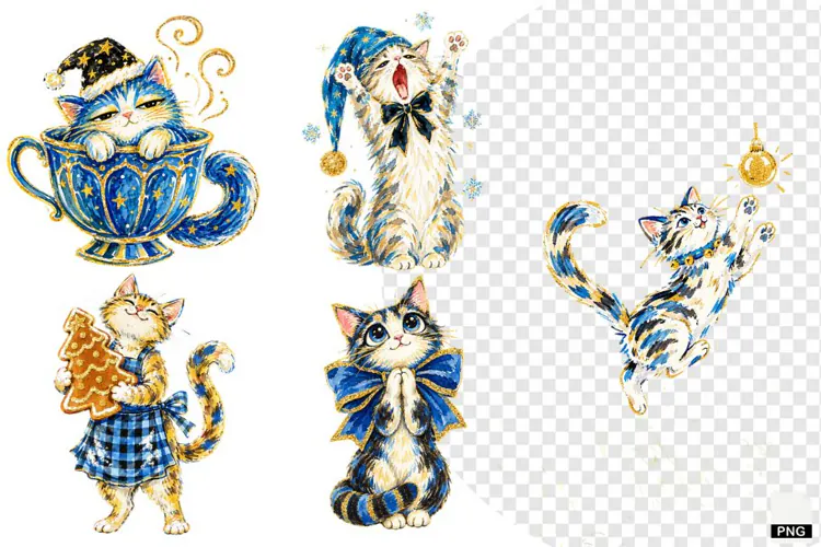 Christmas Cats Clipart