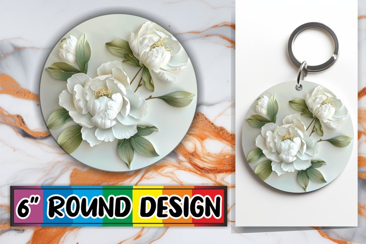 White Bloom Tranquility: Sublimation Circle Design
