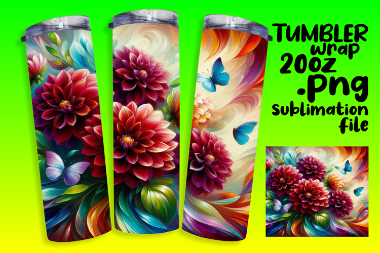 VIBRANT 20oz Tumbler Template for DIY , Flowers