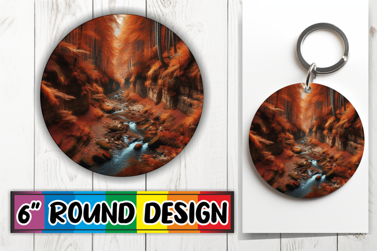 Cozy Keychain Round Design, Autumn