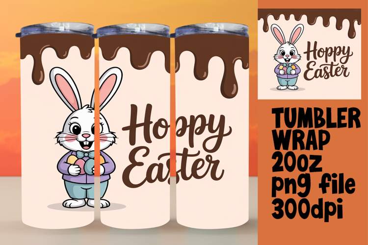 LUXURIOUS 20oz PNG Tumbler Template , Easter Bunny