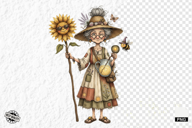 Whimsical Summer Witch Clipart