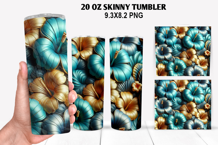 3D Flower Skinny Tumbler 20oz Wrap Design,Flowers Tumble PNG