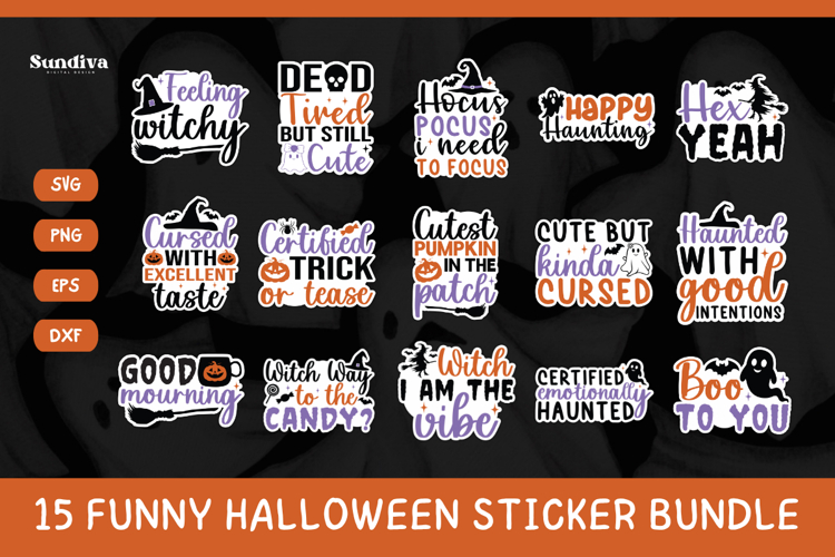 15 Funny Halloween Sticker Bundle V2