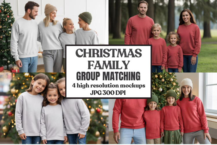 Christmas Family Matching T-Shirt Mockups | Holiday Group