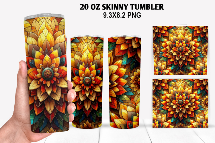 Flower Skinny Tumbler 20oz Wrap Design, Flowers Tumble PNG