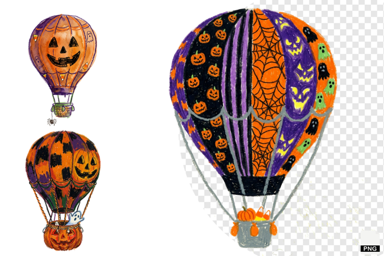 Halloween Hot Air Balloons PNG