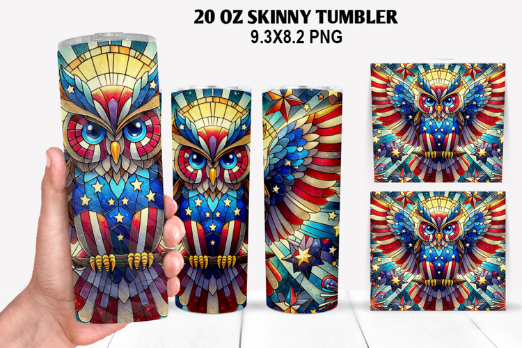 Owls Skinny Tumbler 20oz Wrap Design,4th of july Tumbler PNG