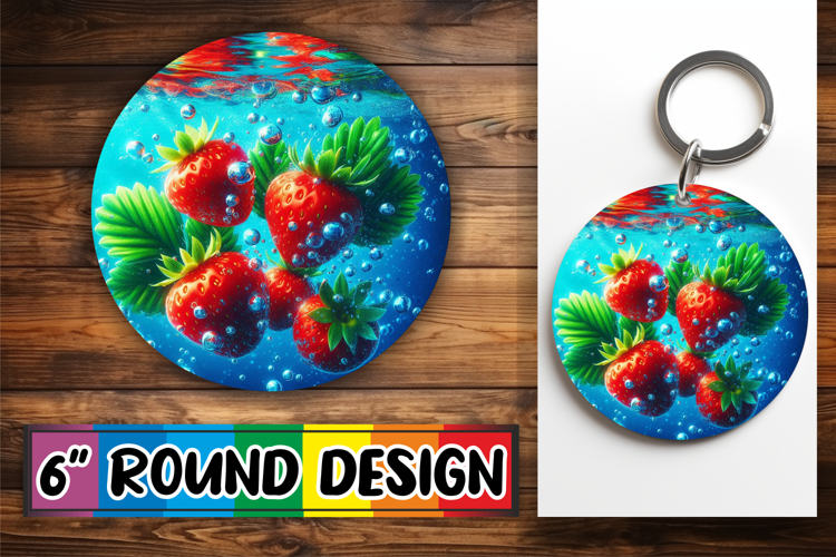 Cheerful Circle Keychains Design PNG, 3D Fruits