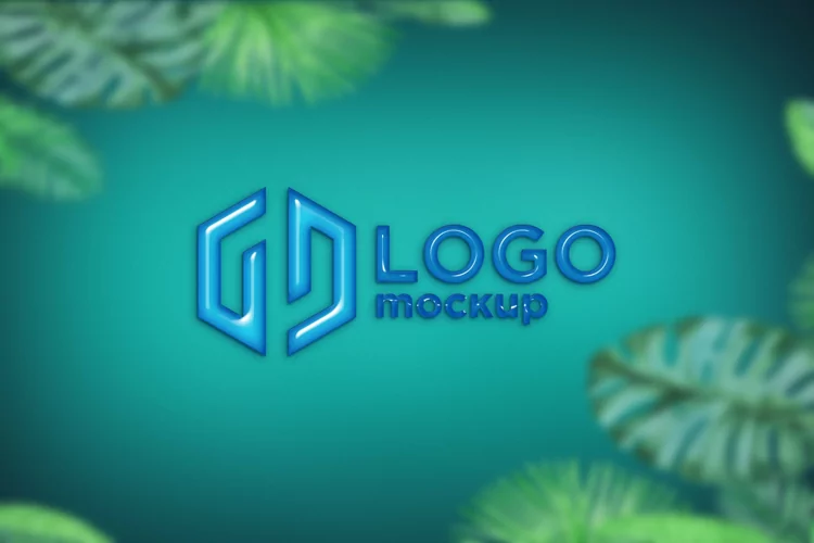 Blue Glossi Logo Mockup Template