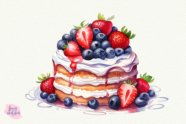 Berry Pancakes Clipart PNG Sublimation Baking Clipart