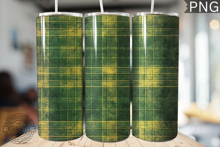 Green Plaid Tumbler Wrap - High Quality 300 Dpi