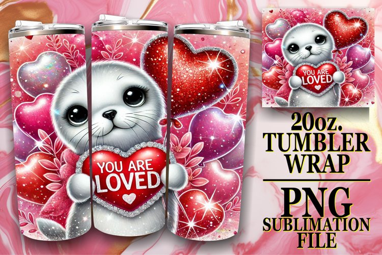 Blissful Sublimation 20oz tumbler wrap, Valentines
